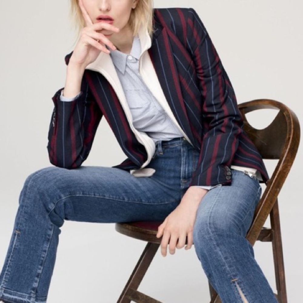 Veronica Beard Navy and Red Striped Blazer